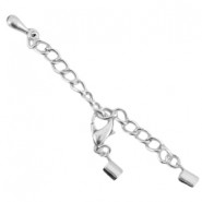 DQ metal extension chain set with lobster clasp and 2mm clamp Antique silver